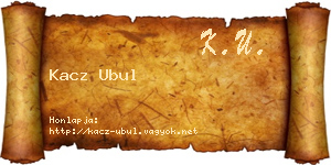 Kacz Ubul névjegykártya